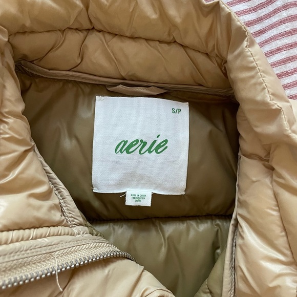 aerie Quilted Puffer Vest in Tan - Picture 2 of 3
